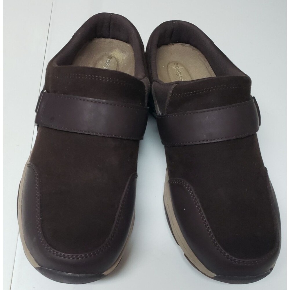 Women's Easy Spirit Brown Faux Suede Comfort Relaxed Padded Clogs 8M PO Excel
